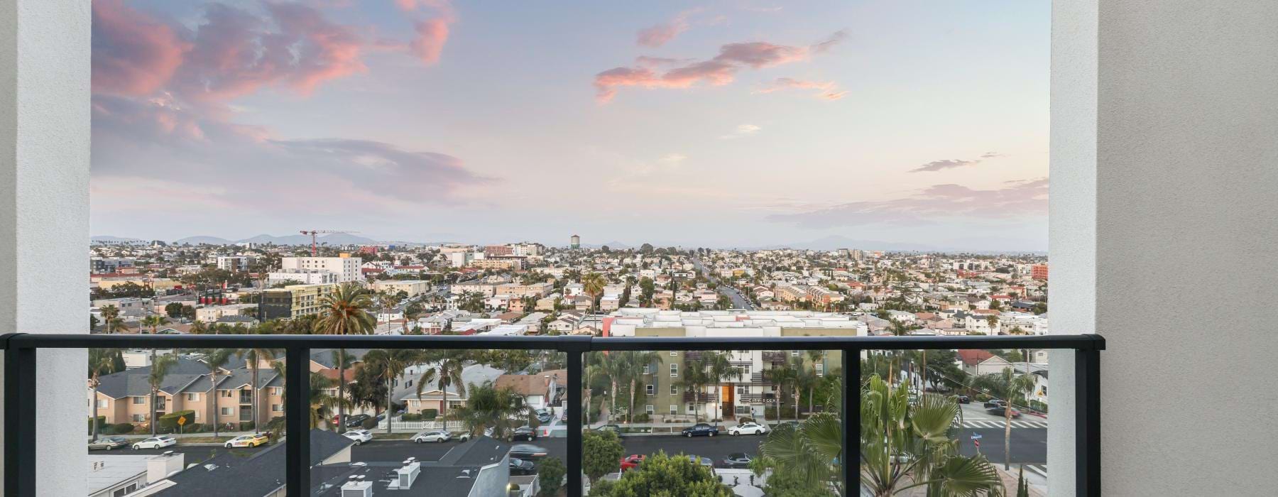 a view of a city from a window