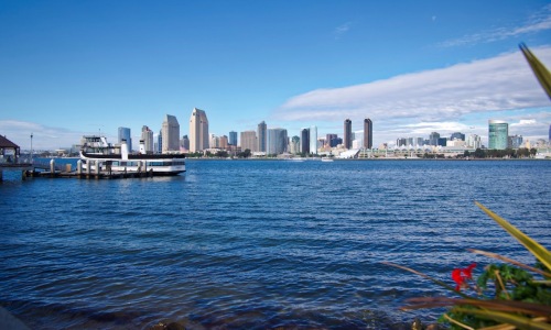 San Diego waterfront with hotels and bay - restaurants near manchester hyatt san diego