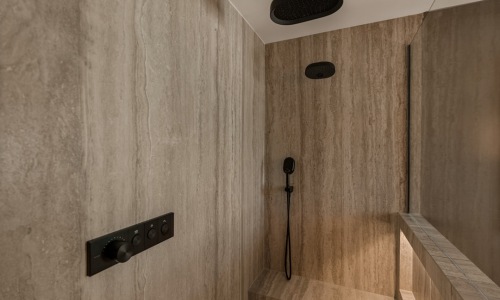 one bedroom apartment with walk-in shower