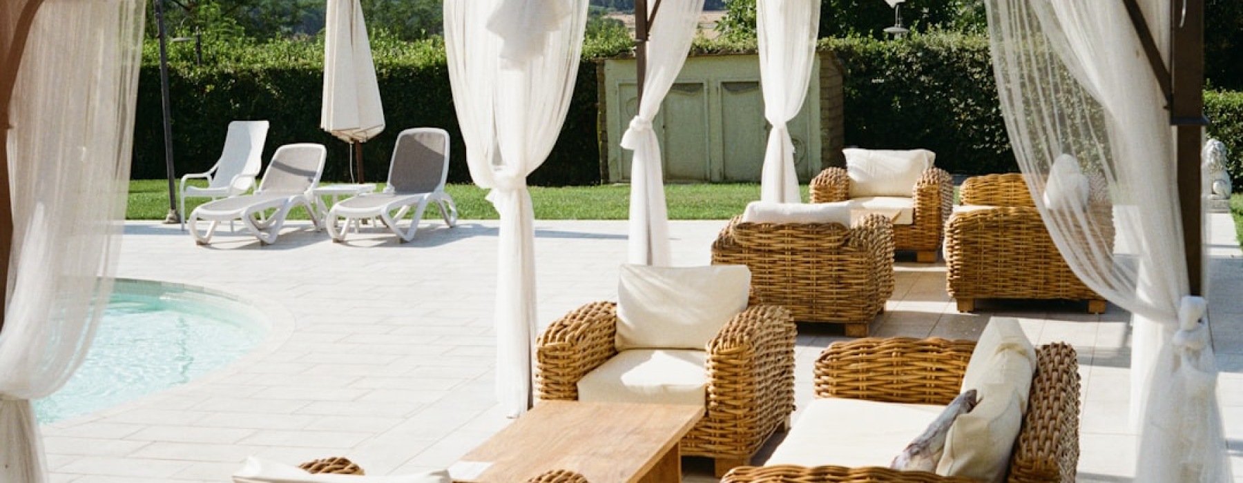 Cabanas with shade poolside luxury outdoor relaxation