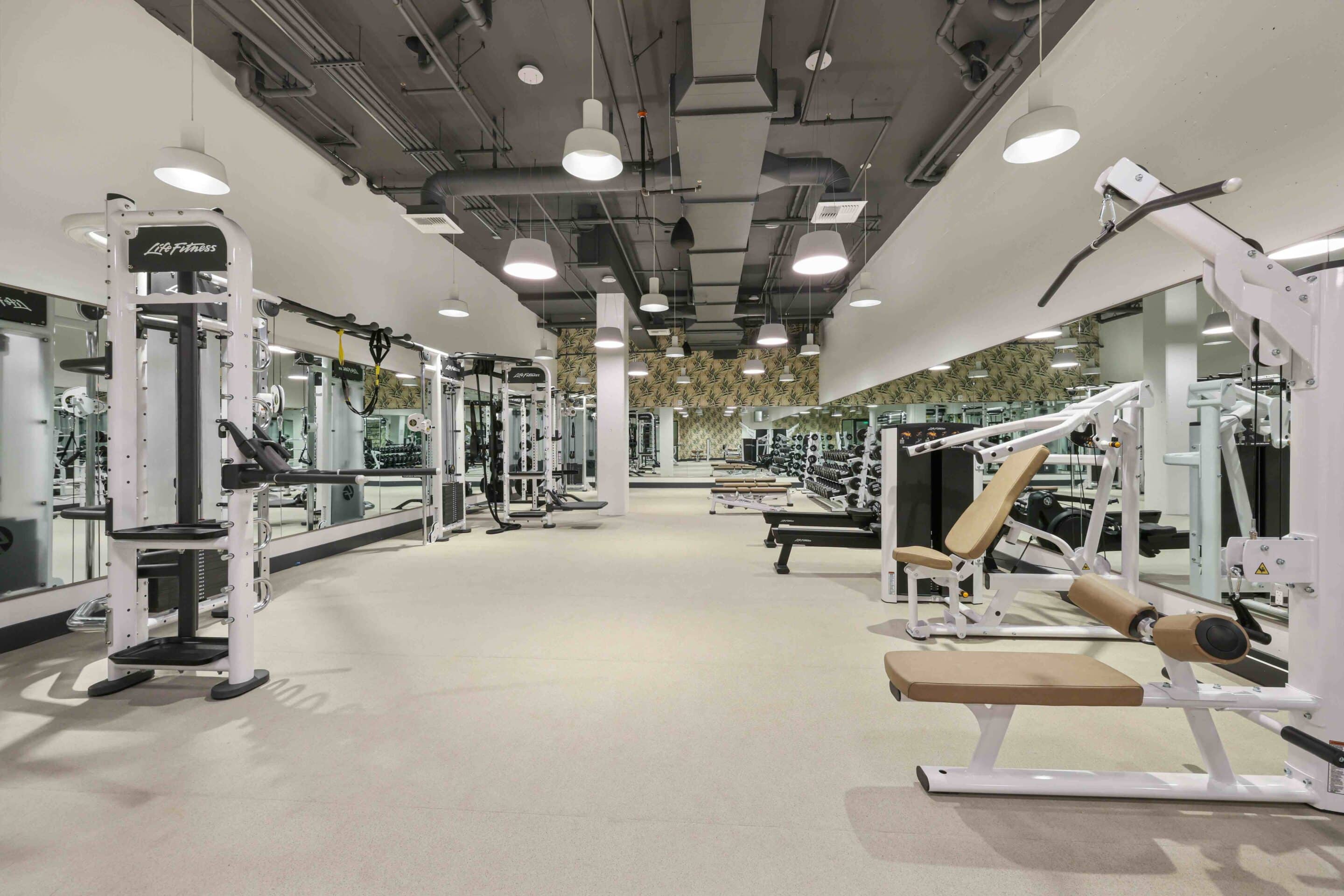 fitness center in the Nash apartments in University Park